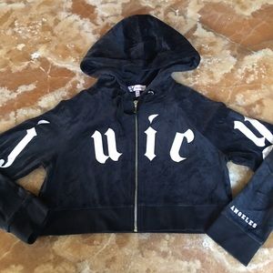 Juicy Couture Black Cropped Velour Hoodie